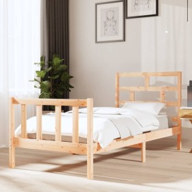 Estructura de cama madera maciza de pino 90x200 cm de vidaXL, Camas y somieres - Ref: Foro24-3101333, Precio: 92,27 €, Descue...