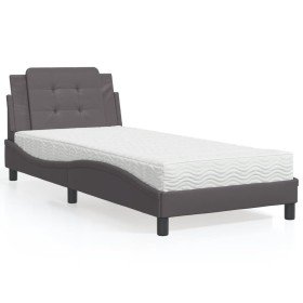 Cama con colchón cuero sintético gris 80x200 cm en Camas y somieres | Comprar online en Foro24