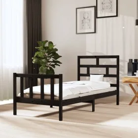 Estructura de cama madera maciza de pino negro 100x200 cm de vidaXL, Camas y somieres - Ref: Foro24-3101342, Precio: 138,73 €...