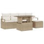 Conjunto de sofá de jardín con cojín 6 pcs beige y crema
