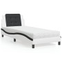 Cama con colchón cuero sintético blanco y negro 80x200 cm