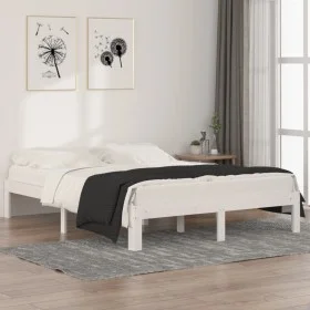 White solid wood bed frame King Size 150x200 cm by vidaXL, Beds and slatted bases - Ref: Foro24-810371, Price: 111,39 €, Disc...
