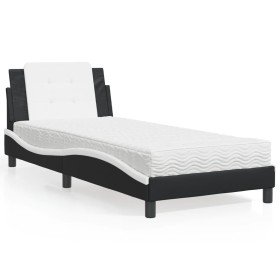 Cama con colchón cuero sintético negro y blanco 90x190 cm en Camas y somieres | Comprar online en Foro24