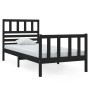 Black single solid wood bed frame 75x190 cm by vidaXL, Beds and slatted bases - Ref: Foro24-3101117, Price: 130,17 €, Discoun...