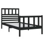 Black single solid wood bed frame 75x190 cm by vidaXL, Beds and slatted bases - Ref: Foro24-3101117, Price: 130,17 €, Discoun...