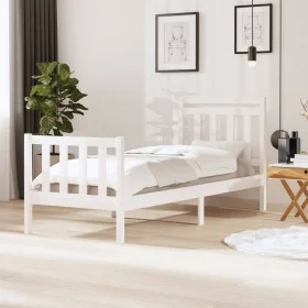 White solid wood bed frame 90x200 cm by vidaXL, Beds and slatted bases - Ref: Foro24-3100705, Price: 101,28 €, Discount: %