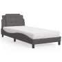 Cama con colchón cuero sintético gris 90x200 cm
