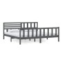 Estructura de cama de madera maciza gris 200x200 cm de vidaXL, Camas y somieres - Ref: Foro24-3101175, Precio: 194,01 €, Desc...