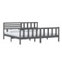 Estructura de cama de madera maciza gris 200x200 cm de vidaXL, Camas y somieres - Ref: Foro24-3101175, Precio: 194,01 €, Desc...