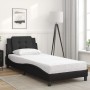 Cama con colchón cuero sintético negro 100x200 cm