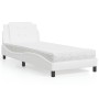 Cama con colchón cuero sintético blanco 100x200 cm