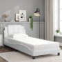 Cama con colchón cuero sintético blanco 100x200 cm