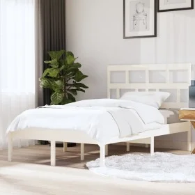 Solid white pine wood bed frame 140x200 cm by vidaXL, Beds and slatted bases - Ref: Foro24-3101219, Price: 131,83 €, Discount: %