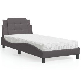 Cama con colchón cuero sintético gris 100x200 cm en Camas y somieres | Comprar online en Foro24