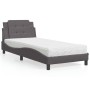Cama con colchón cuero sintético gris 100x200 cm