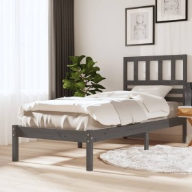 Estructura de cama madera maciza de pino gris 90x200 cm