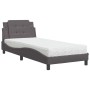 Cama con colchón cuero sintético gris 100x200 cm