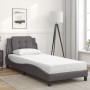 Cama con colchón cuero sintético gris 100x200 cm