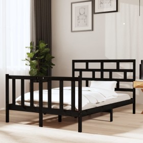 Estructura de cama de madera maciza de pino negro 140x190 cm