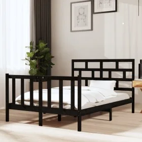 Estructura de cama de madera maciza de pino negro 140x190 cm de vidaXL, Camas y somieres - Ref: Foro24-3101332, Precio: 184,9...
