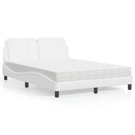 Cama con colchón cuero sintético blanco 120x200 cm