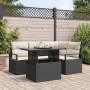 Conjunto de sofá de jardín 5 pcs Negro y crema 100 x 55 x 73 cm