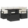 Conjunto de sofá de jardín 5 pcs Negro y crema 100 x 55 x 73 cm