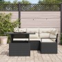 Conjunto de sofá de jardín 5 pcs Negro y crema 100 x 55 x 73 cm