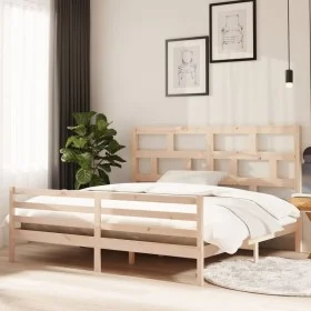 Solid pine wood bed frame 200x200 cm by vidaXL, Beds and slatted bases - Ref: Foro24-3101303, Price: 150,28 €, Discount: %