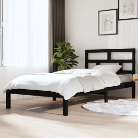 Estructura de cama madera maciza de pino negro 100x200 cm de vidaXL, Camas y somieres - Ref: Foro24-3101212, Precio: 127,30 €...