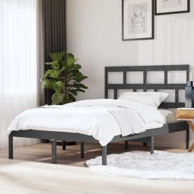Estructura de cama de madera maciza gris 150x200 cm