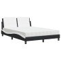 Cama con colchón cuero sintético negro y blanco 140x190 cm