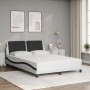 Cama con colchón cuero sintético blanco y negro 140x190 cm