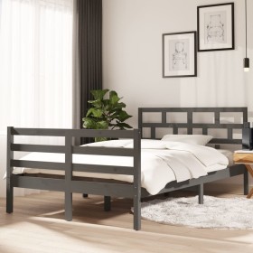 Estructura de cama madera maciza de pino gris 120x