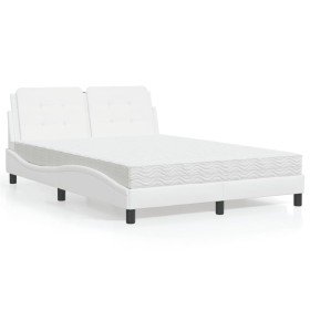 Cama con colchón cuero sintético blanco 140x200 cm en Camas y somieres | Comprar online en Foro24
