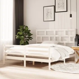 White solid wood bed frame Supe King 180x200 cm by vidaXL, Beds and slatted bases - Ref: Foro24-3101299, Price: 162,48 €, Dis...