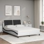 Cama con colchón cuero sintético blanco y negro 140x200 cm