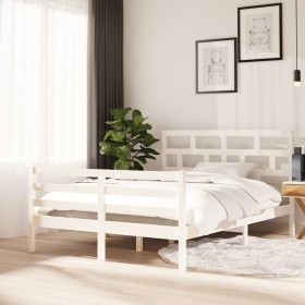 Massiver Bettrahmen aus weißem Kiefernholz, 140 x 200 cm von vidaXL, Betten und Lattenroste - Ref: Foro24-3101284, Preis: 144...