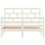 Estructura de cama de madera maciza de pino blanco 140x200 cm de vidaXL, Camas y somieres - Ref: Foro24-3101284, Precio: 142,...