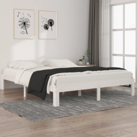 Solid white pine wood bed frame 160x200 cm by vidaXL, Beds and slatted bases - Ref: Foro24-810376, Price: 113,66 €, Discount: %