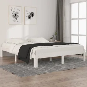 Solid white pine wood bed frame 160x200 cm by vidaXL, Beds and slatted bases - Ref: Foro24-810376, Price: 112,22 €, Discount: %