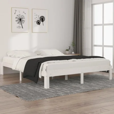 Massiver Bettrahmen aus weißem Kiefernholz, 160 x 200 cm von vidaXL, Betten und Lattenroste - Ref: Foro24-810376, Preis: 112,...