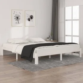 Estructura de cama madera maciza blanco Supe King 180x200 cm de vidaXL, Camas y somieres - Ref: Foro24-810381, Precio: 117,99...