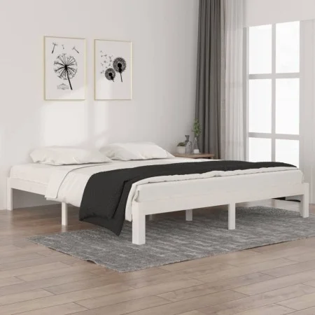 Weißer Massivholzbettrahmen Supe King 180x200 cm von vidaXL, Betten und Lattenroste - Ref: Foro24-810381, Preis: 117,99 €, Ra...