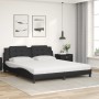Cama con colchón cuero sintético negro 180x200 cm
