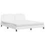 Cama con colchón cuero sintético blanco 180x200 cm