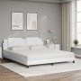 Cama con colchón cuero sintético blanco 180x200 cm