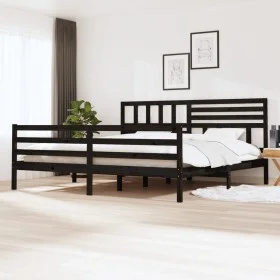 Black solid wood bed frame 200x200 cm by vidaXL, Beds and slatted bases - Ref: Foro24-3101112, Price: 193,21 €, Discount: %