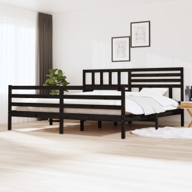 Schwarzer Massivholzbettrahmen 200x200 cm von vidaXL, Betten und Lattenroste - Ref: Foro24-3101112, Preis: 195,69 €, Rabatt: %