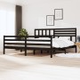 Estructura de cama de madera maciza negro 200x200 cm de vidaXL, Camas y somieres - Ref: Foro24-3101112, Precio: 195,61 €, Des...